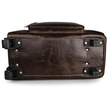 Load image into Gallery viewer, Coffee Leather Trolley Bag Carry on
