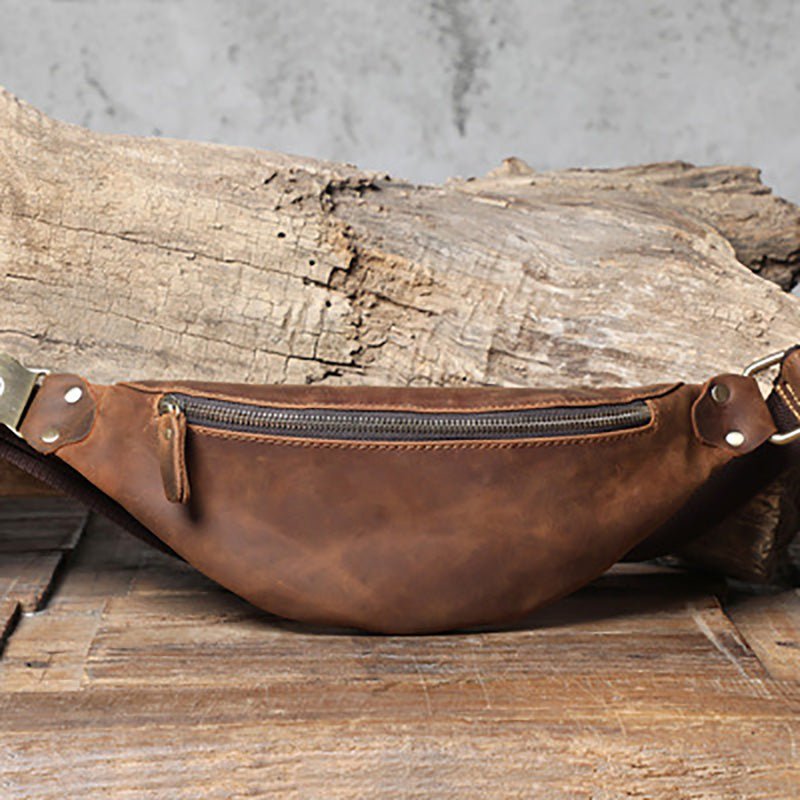 Men's Leather Simple Sling Bag