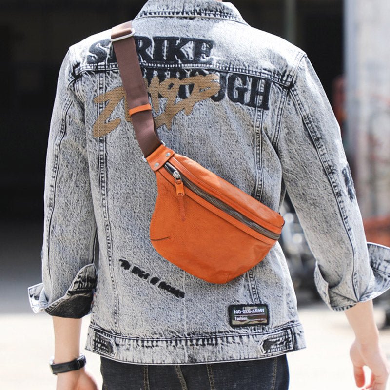 Cowhide Leather Sling Bag for Men