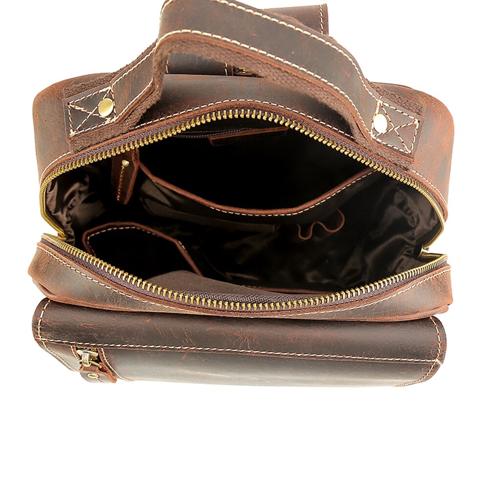 Mens Convertible Leather School Backpack Sling Bag