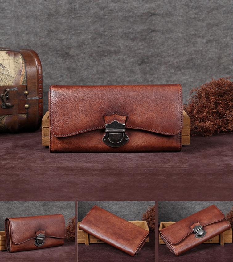 Women's Trifold Leather Long Wallet Purse Clutch