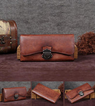 Load image into Gallery viewer, Women&#39;s Trifold Leather Long Wallet Purse Clutch
