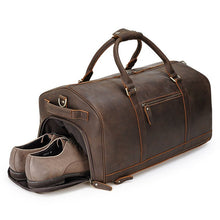 Load image into Gallery viewer, Leather Large Travel Weekender Duffel Bag with Laptop Compartment
