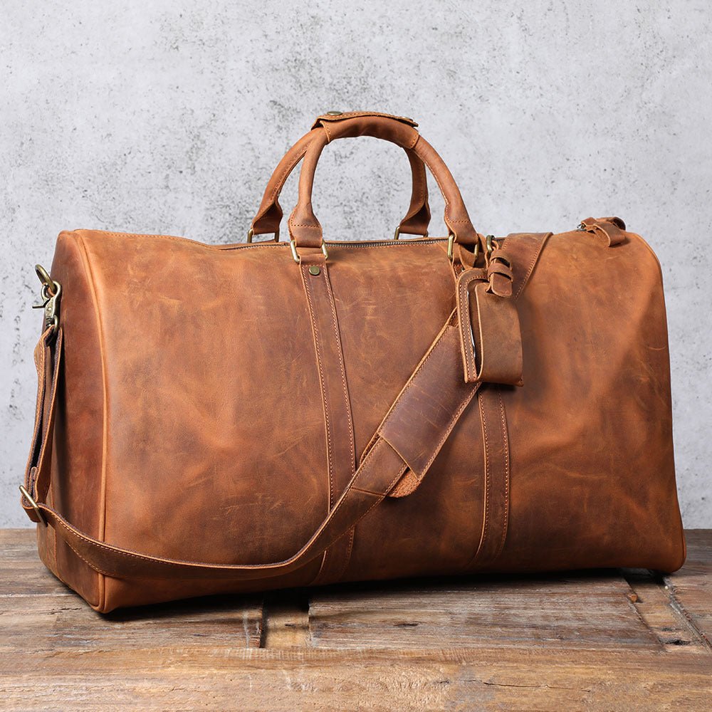 Full Grain Leather Weekender Travel Duffel Luggage Bag