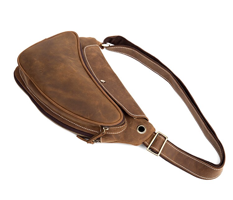 Vintage Crazy Horse Leather Mens Sling Bag