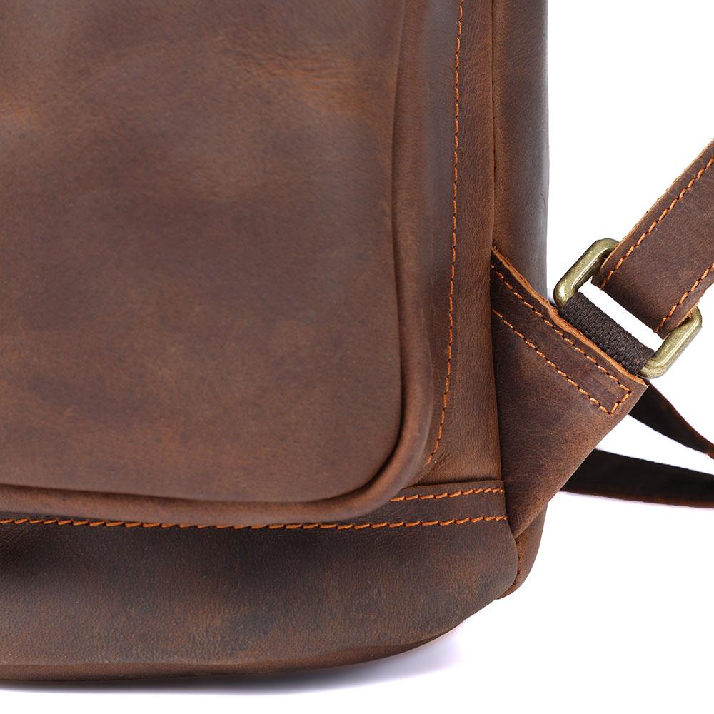 Large Brown Leather School Backpack