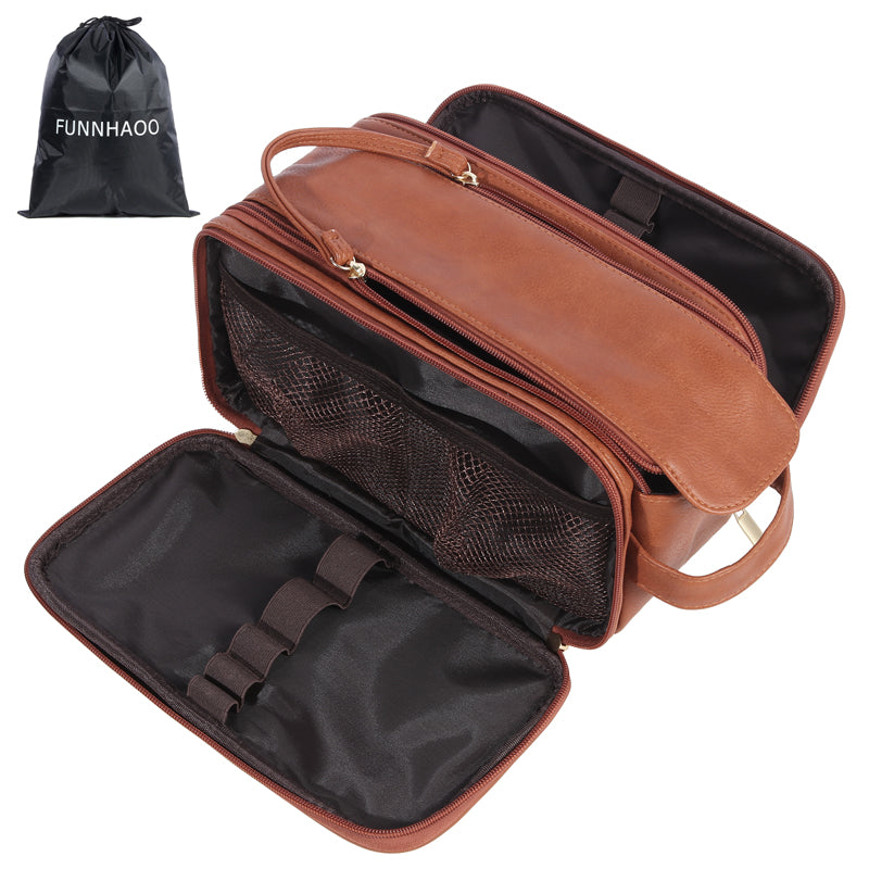 Groomsmen Gift Toiletry Bag, Vegan Leather Dopp Kit, Water-Resistant Bathroom Toiletries Organizer, PU Leather Cosmetic Bags, Christmas Gift