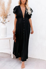 Load image into Gallery viewer, Button Drawstring Waist Maxi Cover Dress
