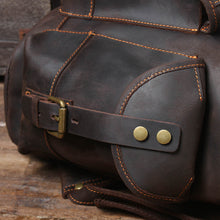 Load image into Gallery viewer, Dark Coffee Leather Full Grain School Backpack
