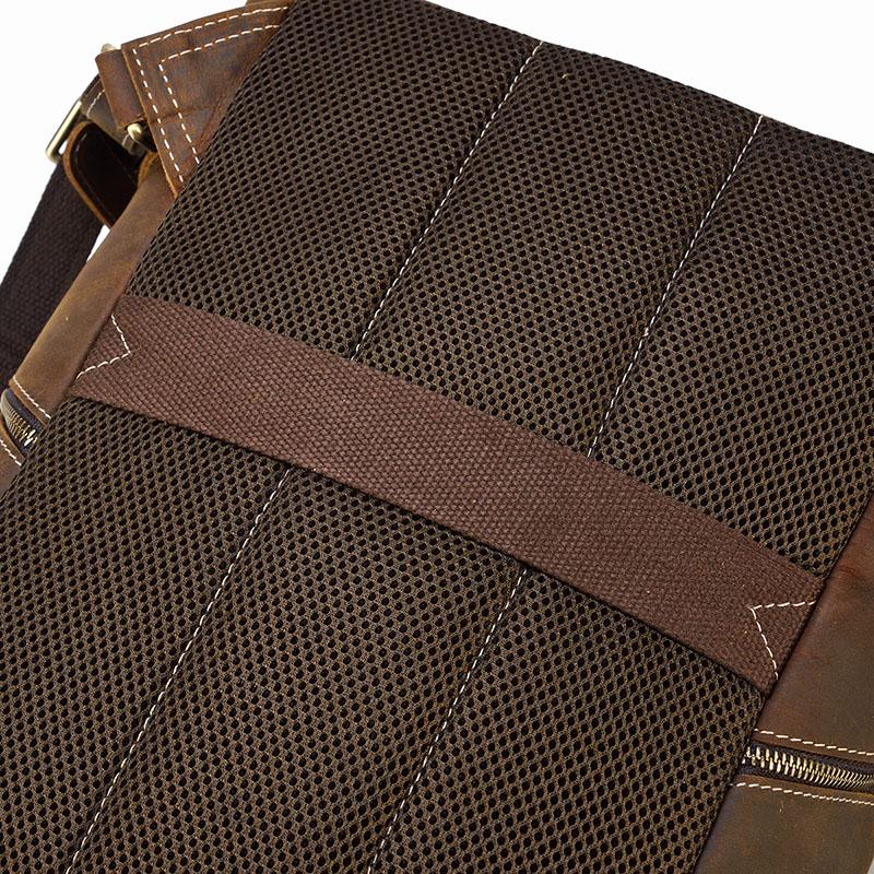 Large Zipper Handmade School Leather Backpack for Men