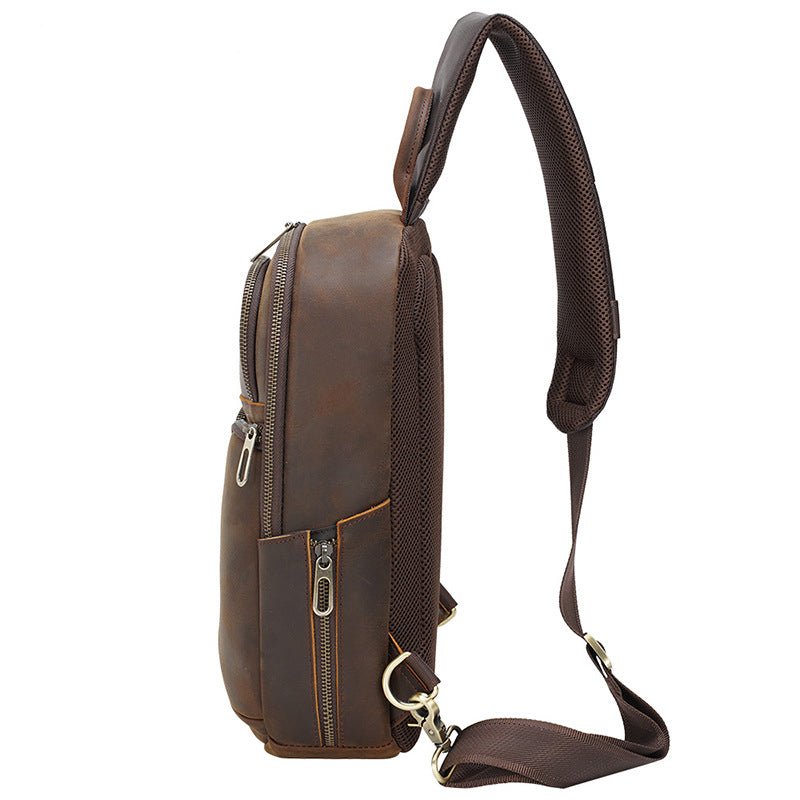 Shoulder Crazy Horse Leather Chest Sling Bag