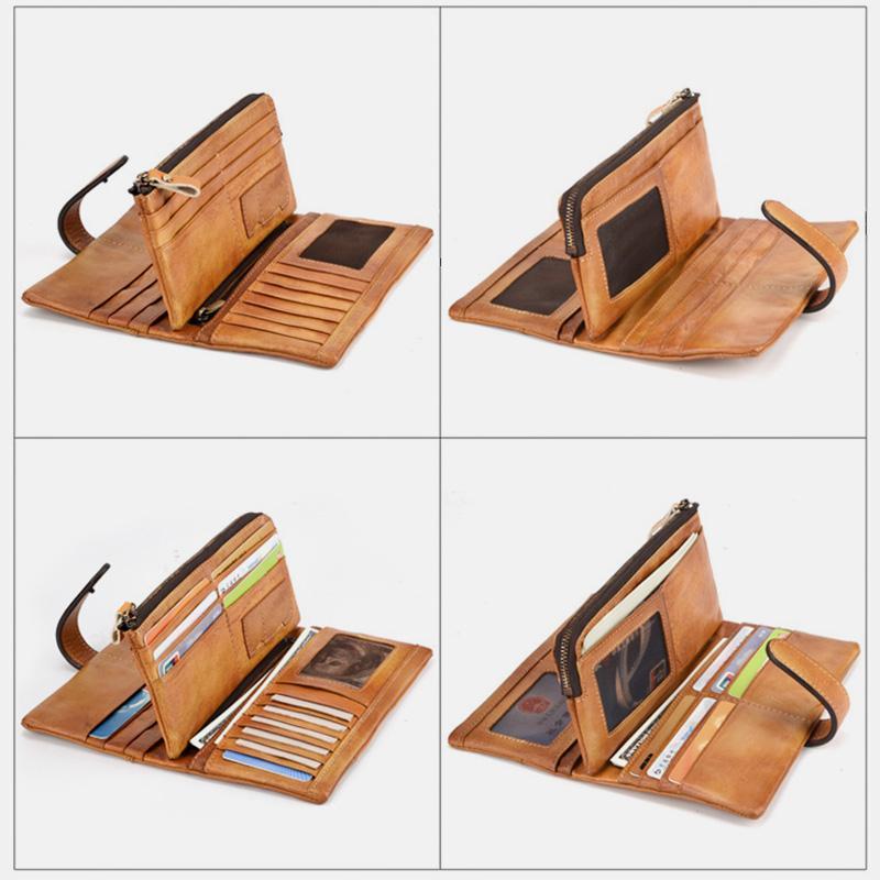 Full Grain Leather Wallet Distressed Trifold Purse Anniversary Gift  For Women