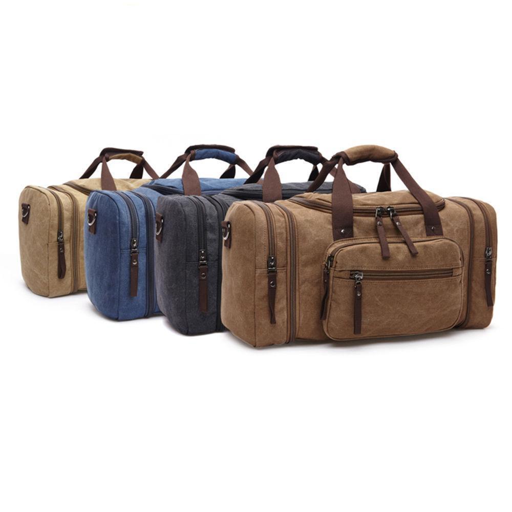 Men's Oversize Canvas Travel Bags Large Capacity Carry On Luggage Weekend Bag