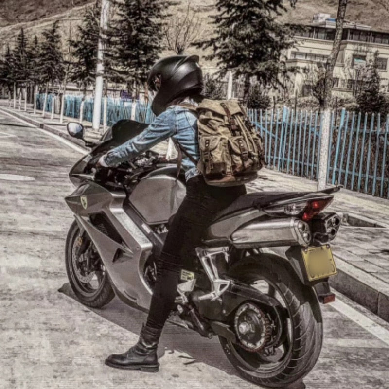 Large Travel Waxed Canvas Outdoor Laptop Backpack