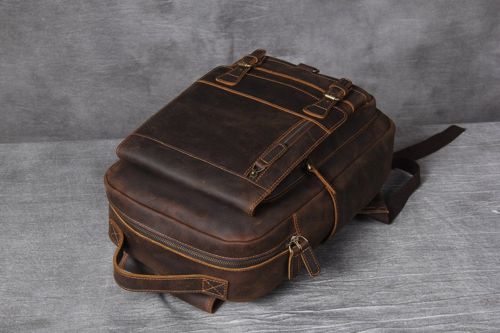 Large Handmade Leather School Backpack