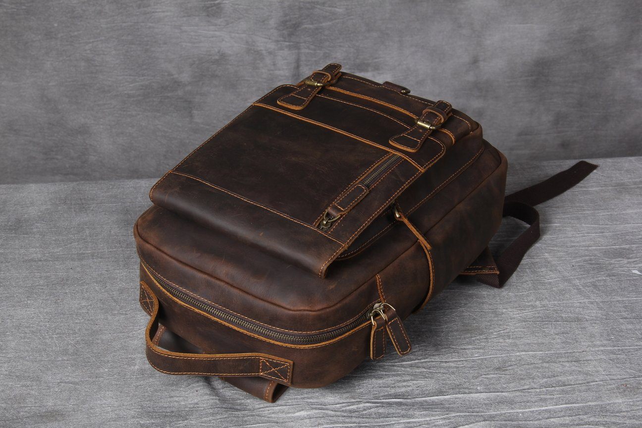 Large Handmade Leather School Backpack