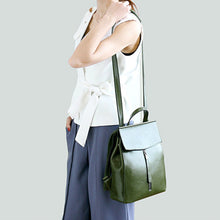 Load image into Gallery viewer, Brown Zipper Convertible Leather Backpack
