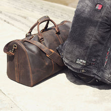 Load image into Gallery viewer, Full Grain Leather Weekender Travel Duffel Luggage Bag

