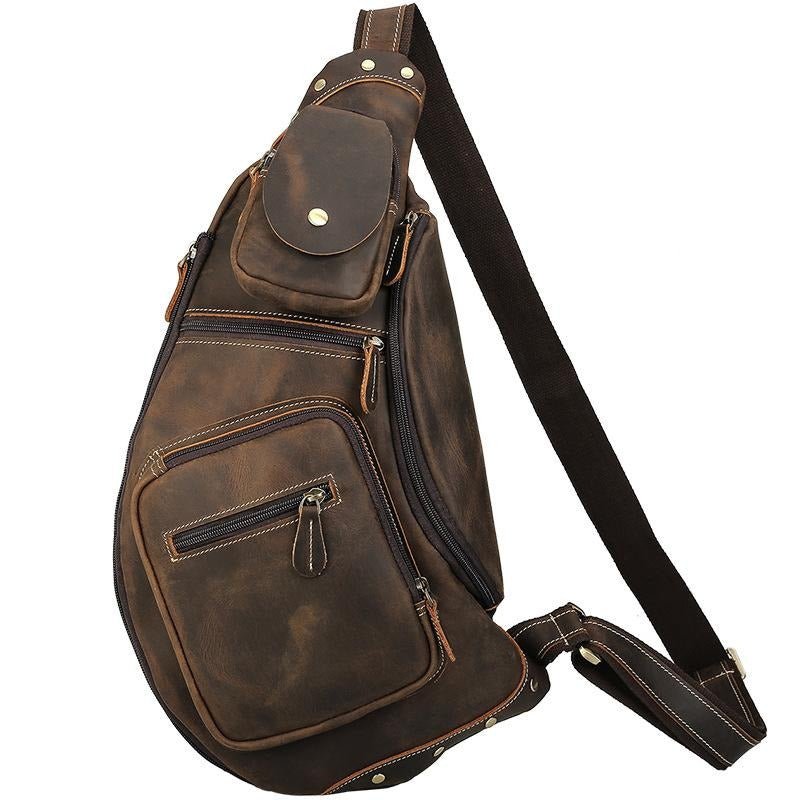 Cowhide Leather Cross Body Sling Bag for Men