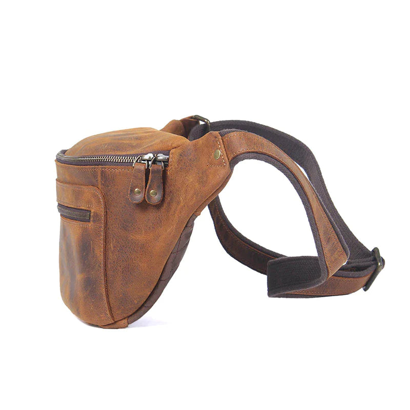Classic Leather Crossbody Sling Bag for Men