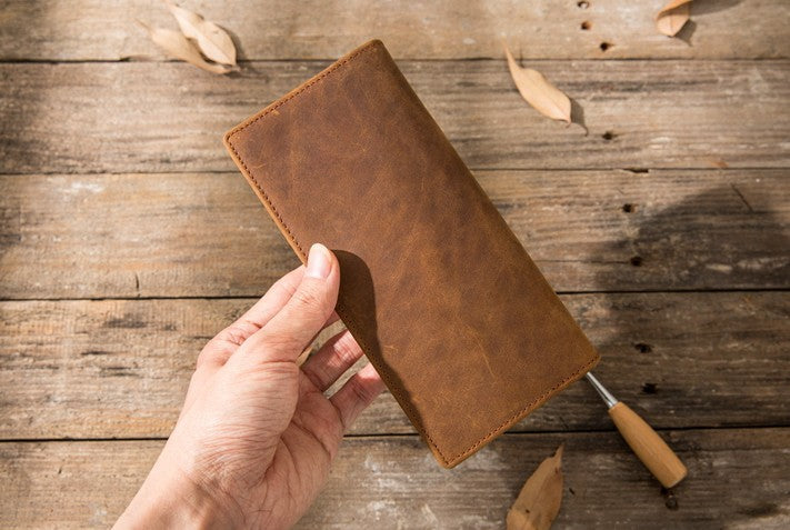 Vintage Slim Cool long Wallet Leather Wallet Bifold Long Wallets
