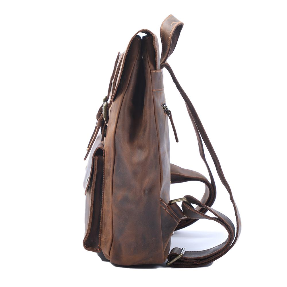 Retro Leather School Backpack for Men
