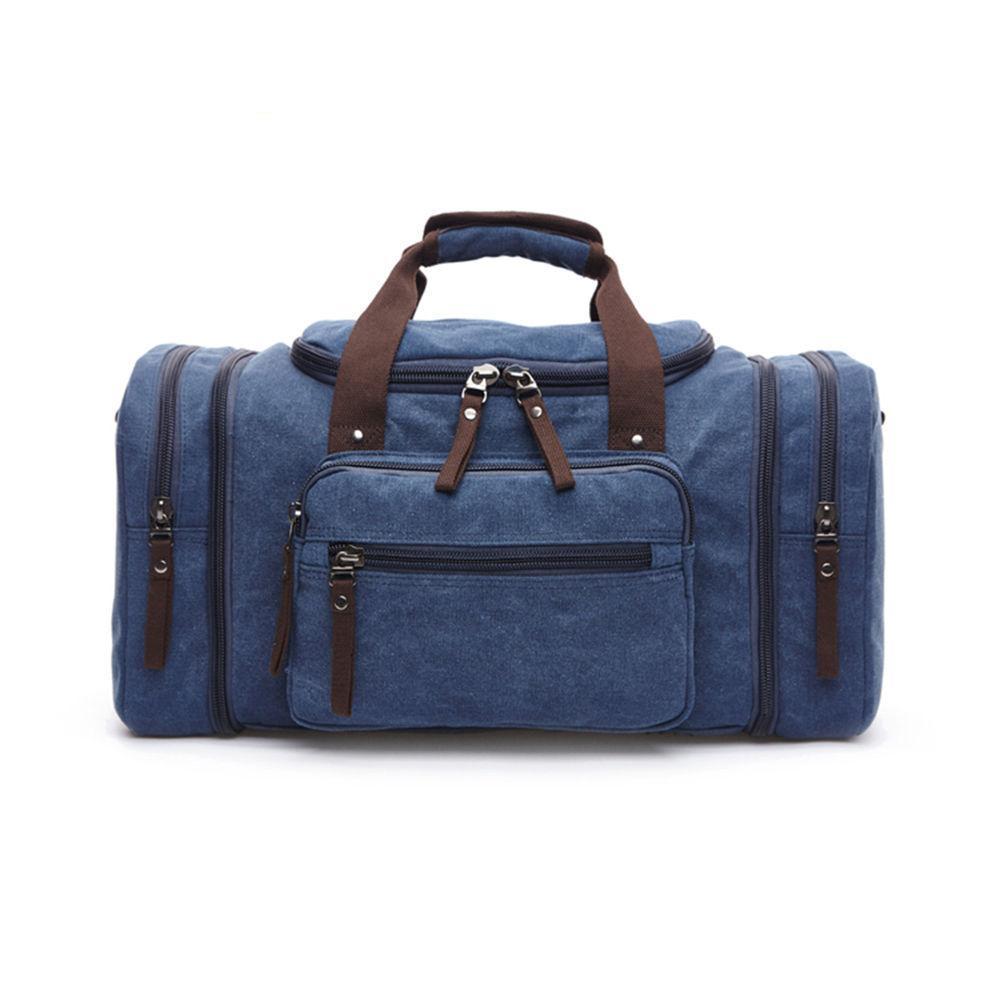 Men's Oversize Canvas Travel Bags Large Capacity Carry On Luggage Weekend Bag