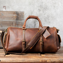 Load image into Gallery viewer, Travel Leather Weekender Bag for Men Full-Open
