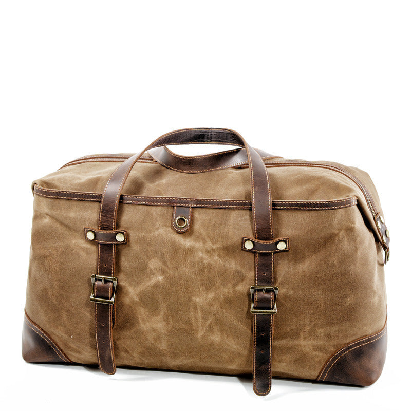Vintage Large Storage Leather Canvas Travel Duffel Bag