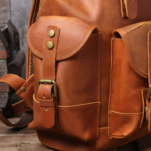 Load image into Gallery viewer, Dark Coffee Leather Full Grain School Backpack
