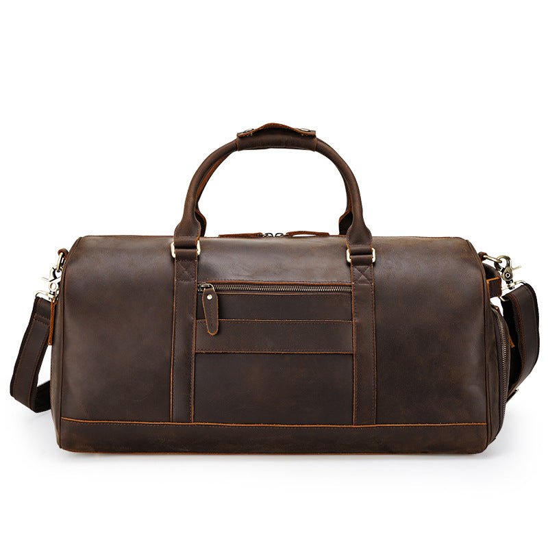 Leather Large Travel Weekender Duffel Bag with Laptop Compartment