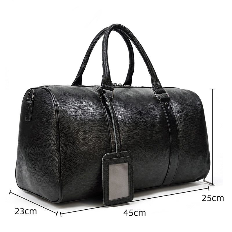 Men Leather Duffel Bag Large Crazy Horse Leather Travel Bag With Shoe Compartment