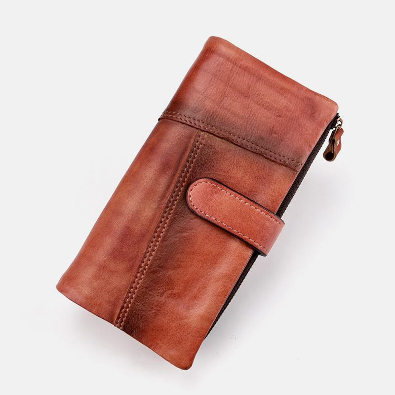 Full Grain Leather Wallet Distressed Trifold Purse Anniversary Gift  For Women