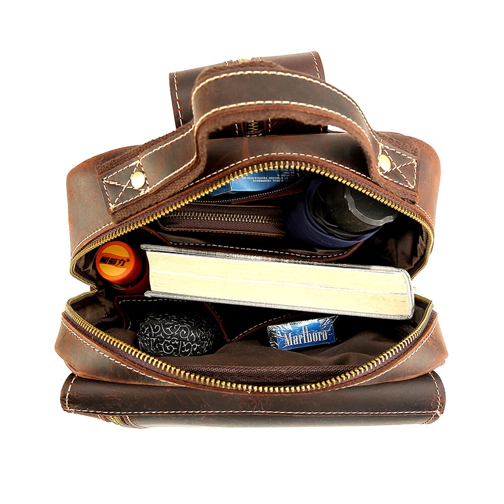 Mens Convertible Leather School Backpack Sling Bag