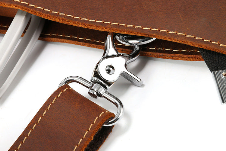 Handmade Crazy Horse Leather Laptop Bag Handbag Men Briefcase