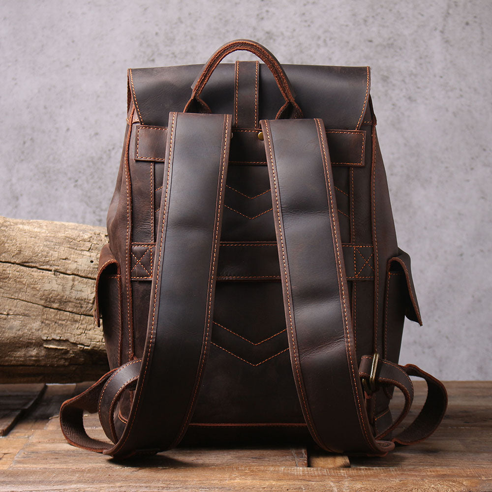 Classic Full Grain Leather School Backpack