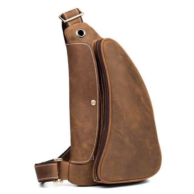 Vintage Crazy Horse Leather Mens Sling Bag