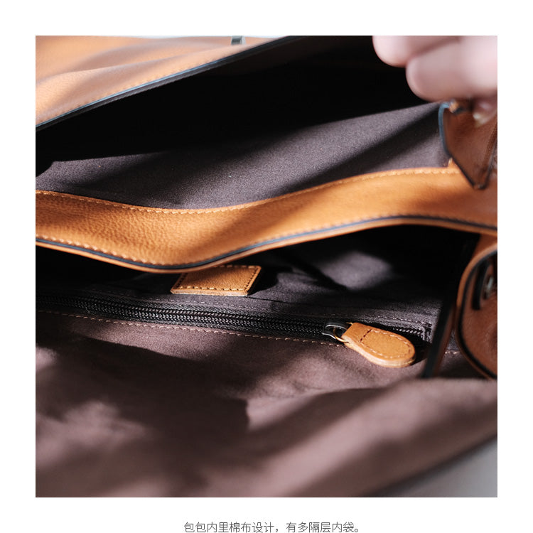 Modern Womens Brown Leather Satchels Leather Messenger Bag For Women