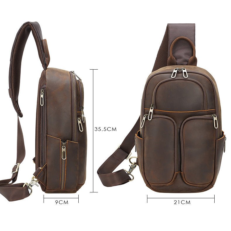 Shoulder Crazy Horse Leather Chest Sling Bag