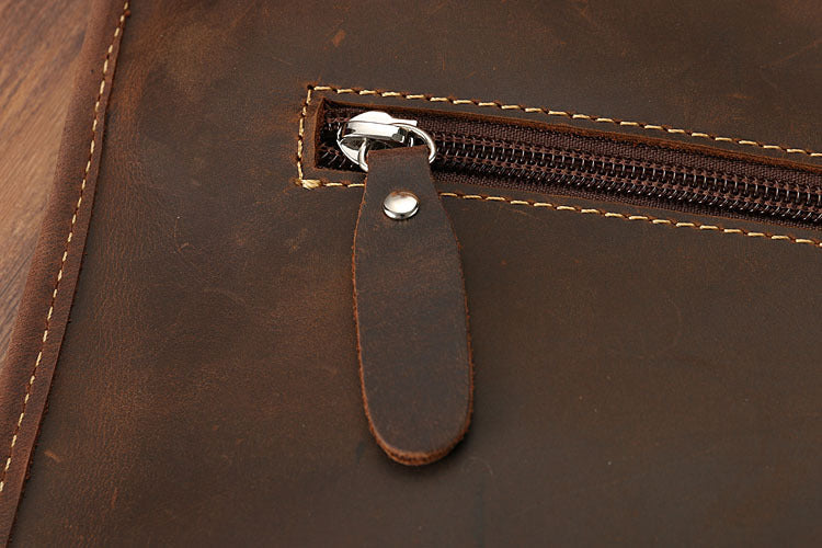 Handmade Crazy Horse Leather Laptop Bag Handbag Men Briefcase