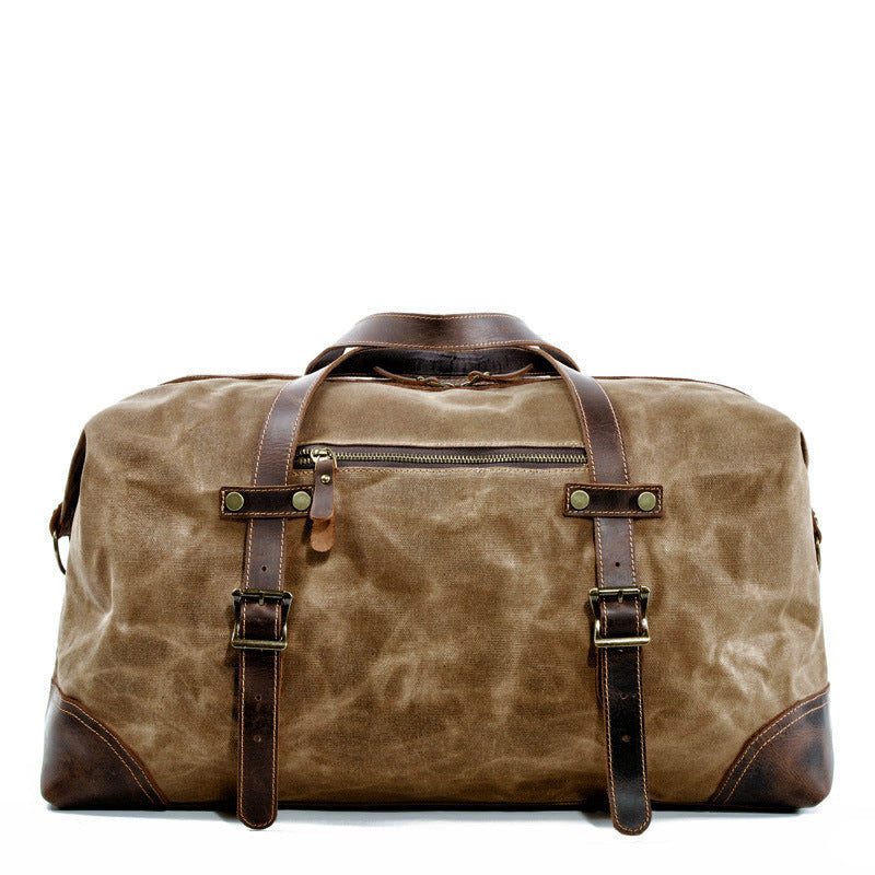 Vintage Large Storage Leather Canvas Travel Duffel Bag