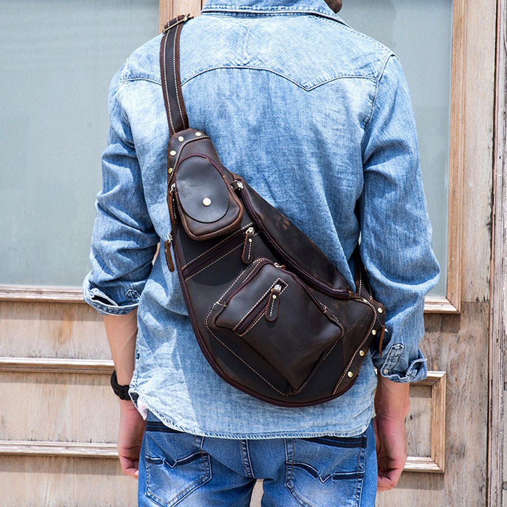 Cowhide Leather Cross Body Sling Bag for Men
