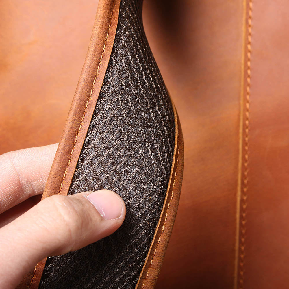 Dark Coffee Leather Full Grain School Backpack