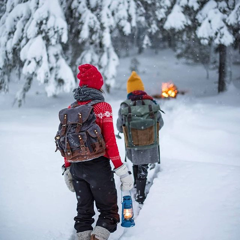 Vintage Canvas Backpack Waterproof Traveling Hiking Rucksack