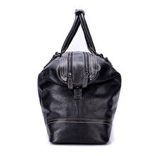Load image into Gallery viewer, Black Full Grain Travel Weekender Duffel Bag for Men
