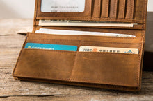 Load image into Gallery viewer, Vintage Slim Cool long Wallet Leather Wallet Bifold Long Wallets
