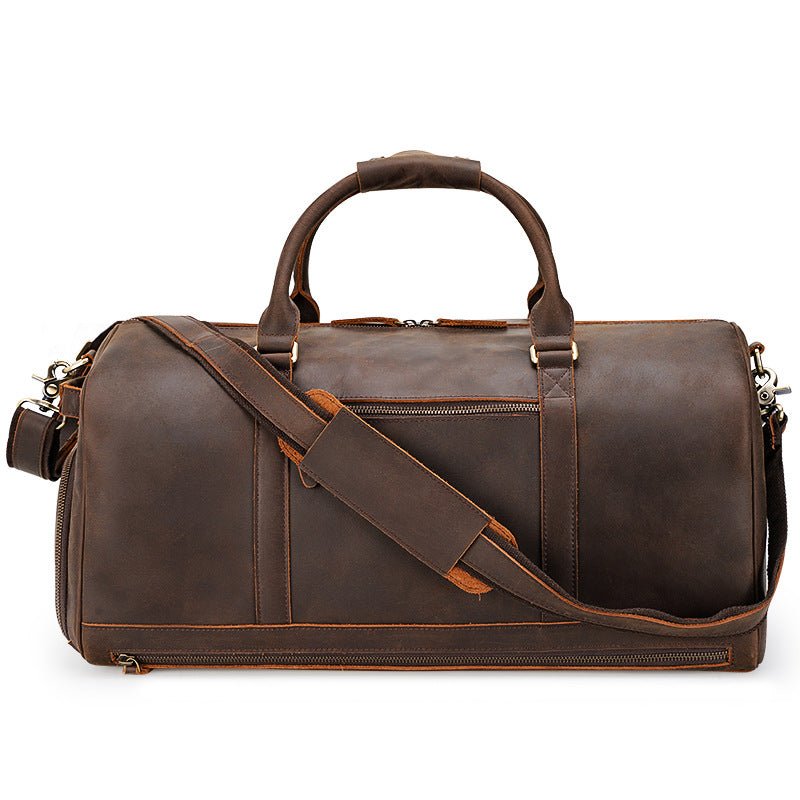 Leather Large Travel Weekender Duffel Bag with Laptop Compartment