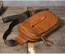 Load image into Gallery viewer, Mens Leather Cross Body Sling Bag
