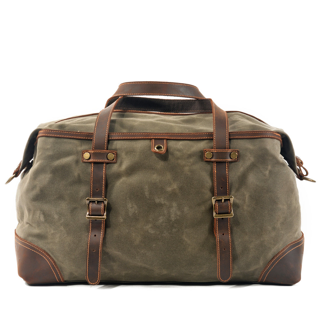 Vintage Large Storage Leather Canvas Travel Duffel Bag