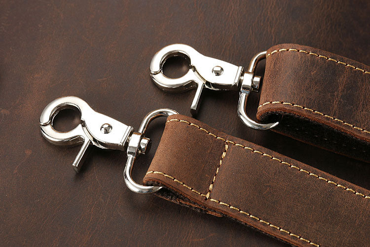 Handmade Crazy Horse Leather Laptop Bag Handbag Men Briefcase